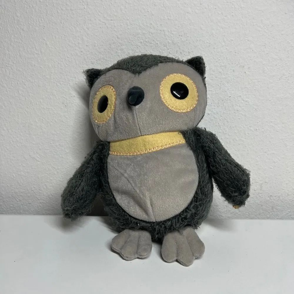 Kohls Cares Aesops Fables Owl Plush Stuffed Animal 10" Yellow Eyes Gray